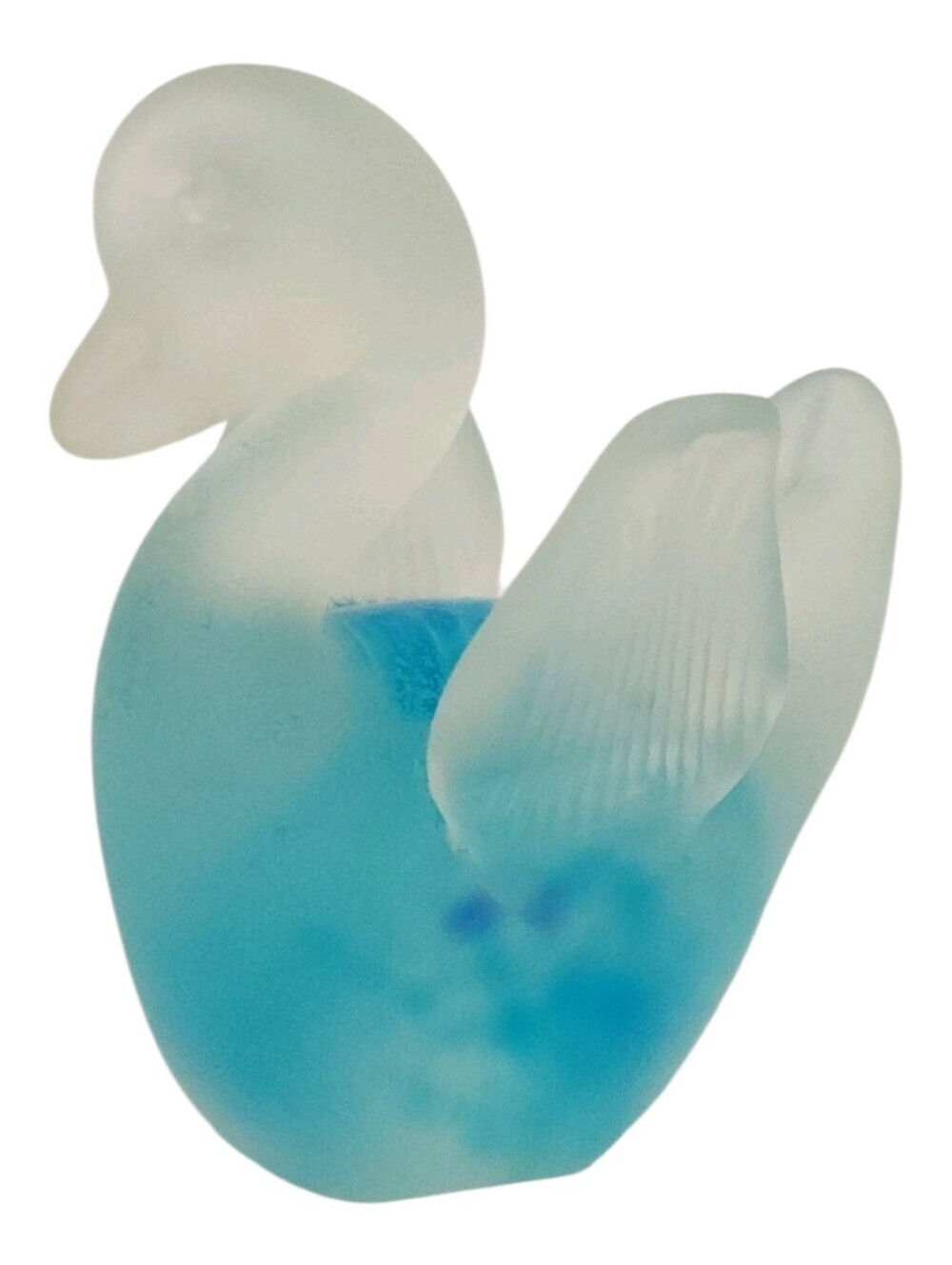 Vintage Hand Blown Swan Art Glass Paperweight Blue Glass 3.5” Tall Beautiful